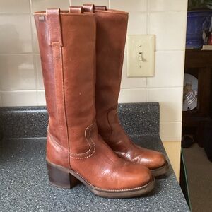 Elegant Tan Leather Heeled Boots